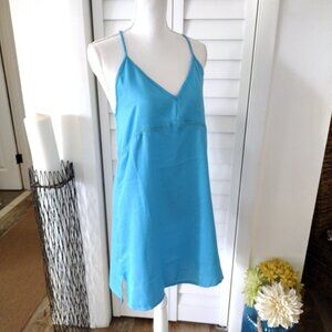 Laundry Shelli Segal blue adjustable spaghetti strap lightweight mini dress Sz L